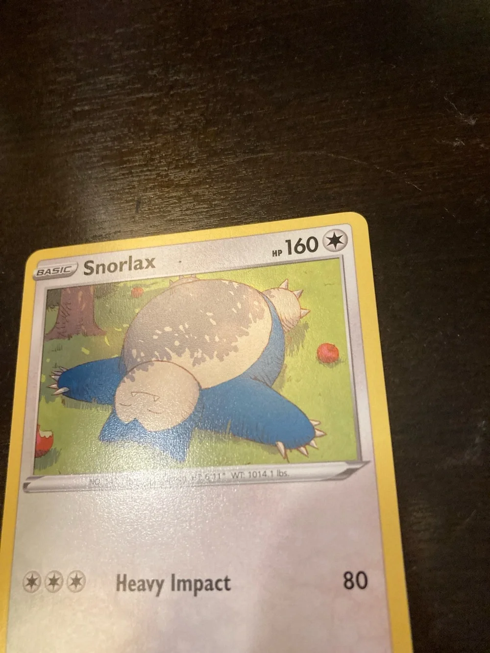 Pokemon Snorlax Card - Yellow Border, Blue Illustration